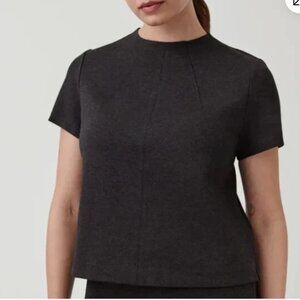 SPANX The Perfect Funnel Top Size Large Charcoal Gray Short Sleeve